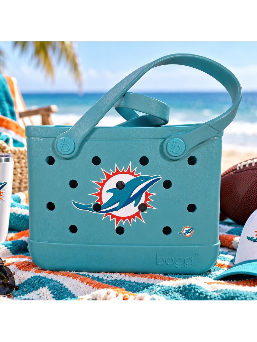 Bitty Bogg Bag Miami Dolphins Aqua NFL Football Beach Tailgate Tote NWT Fan